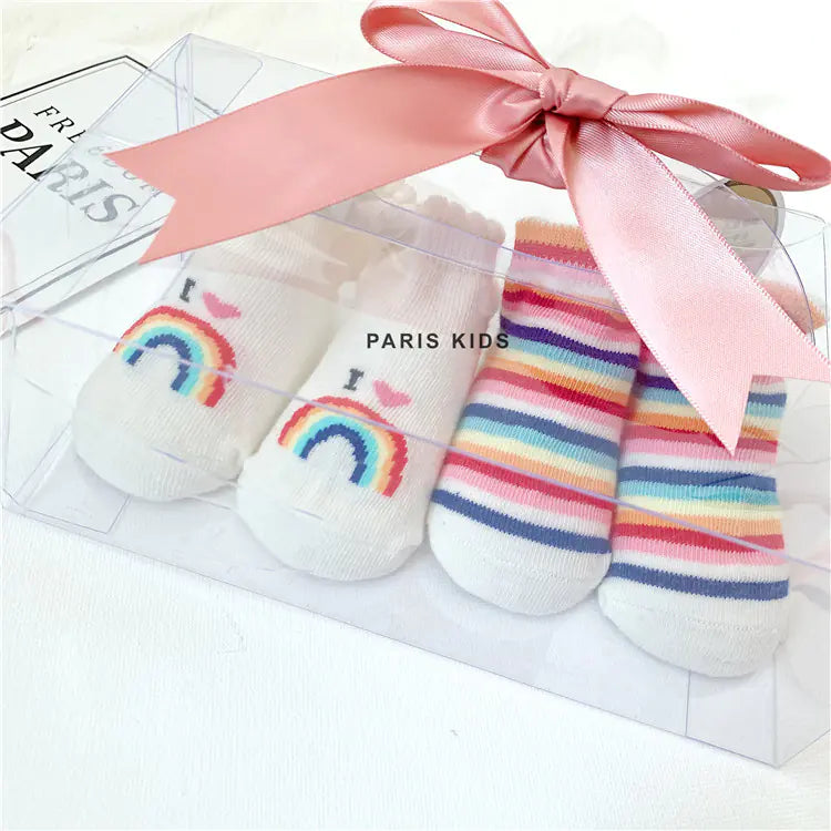I Love Dad and Mom Newborn Rainbow Socks