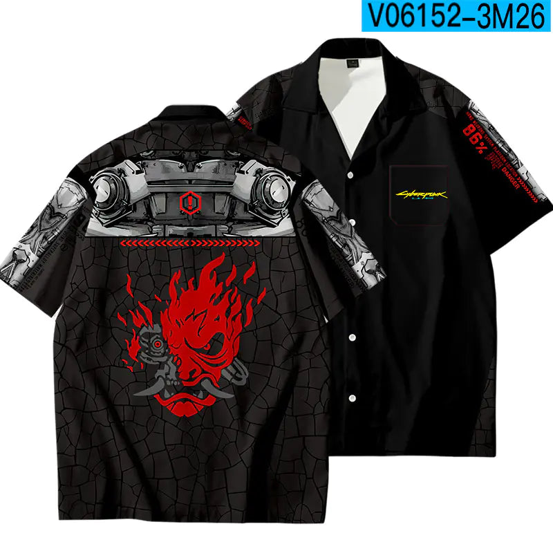 Men's Cyberpunk 3D Printed Casual Short Sleeve Shirt