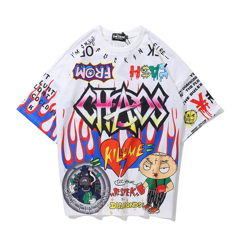 Men's Loose Summer T-Shirt with Full Print Design