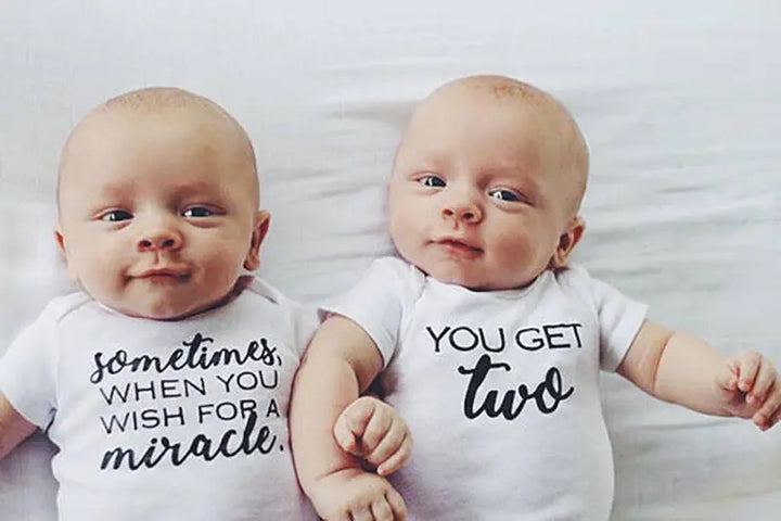 "Twins Baby Onesies with Cute Short Sleeve Design"