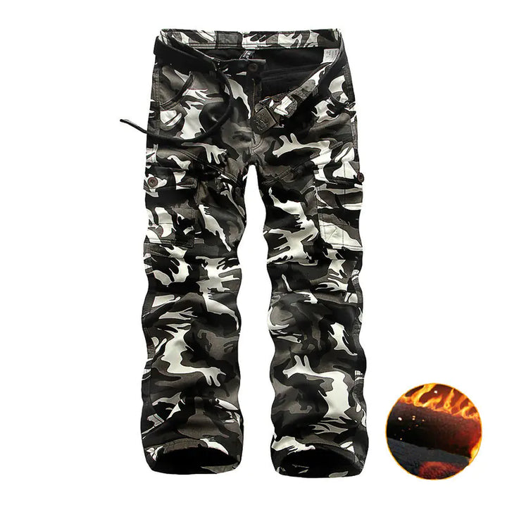 Men's Camouflage Cargo Pants with Fleece Lining