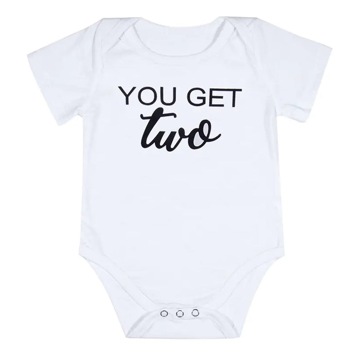 "Twins Baby Onesies with Cute Short Sleeve Design"