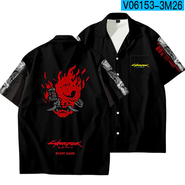Men's Cyberpunk 3D Printed Casual Short Sleeve Shirt