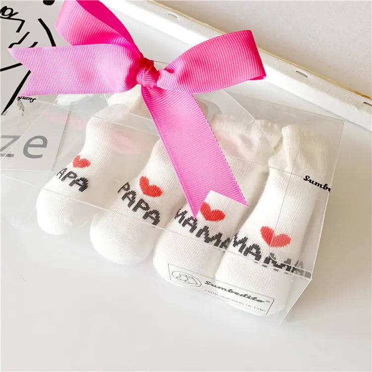 I Love Dad and Mom Newborn Rainbow Socks