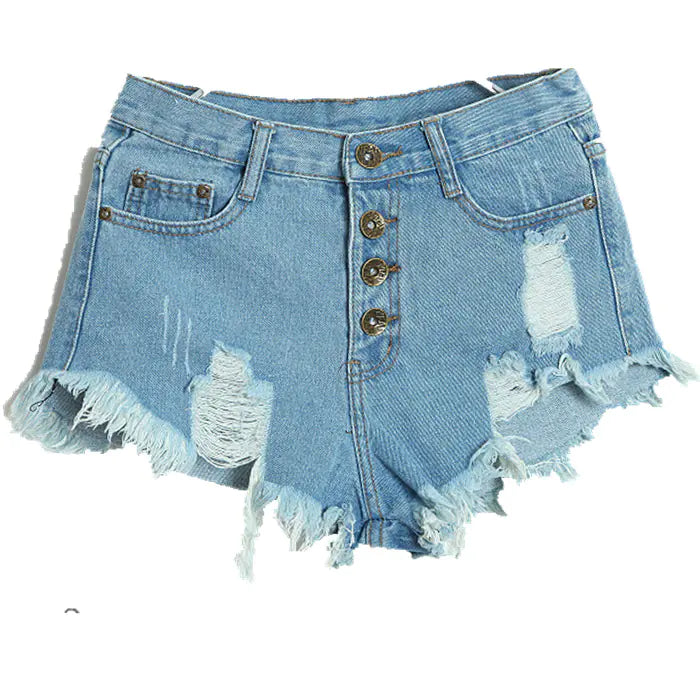 High-Waisted Distressed Denim Shorts for Women