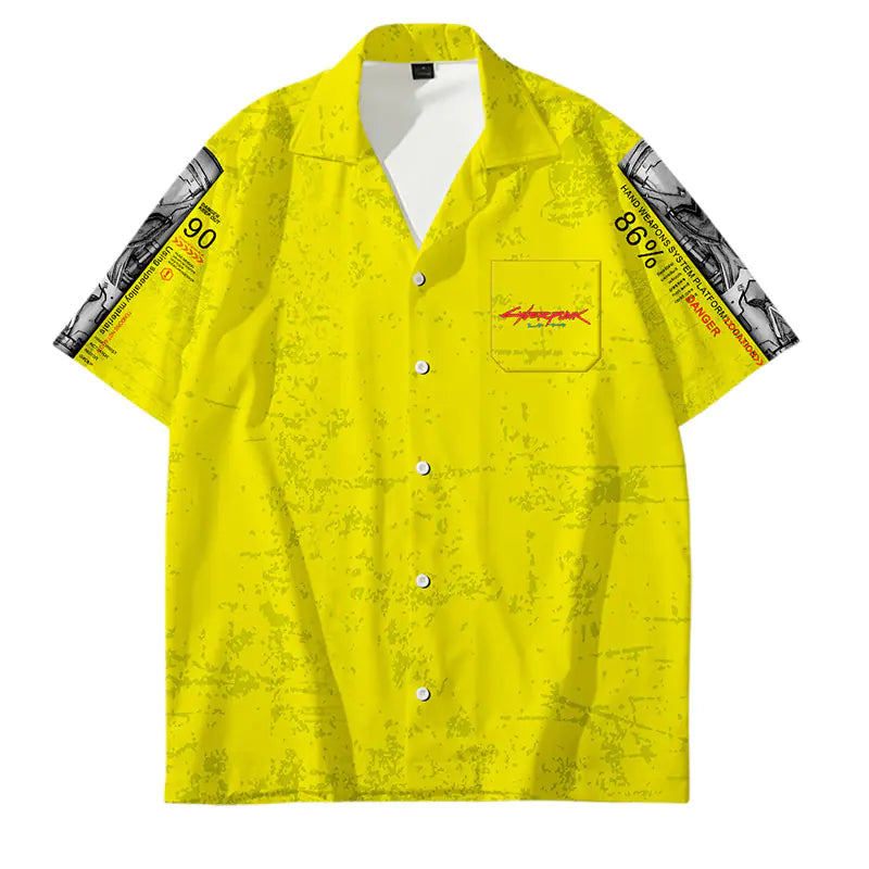 Men's Cyberpunk 3D Printed Casual Short Sleeve Shirt