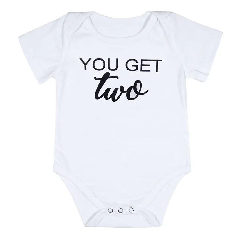 "Twins Baby Onesies with Cute Short Sleeve Design"