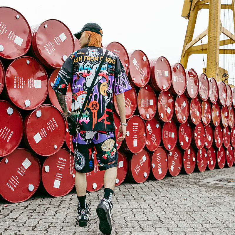 Men's Loose Summer T-Shirt with Full Print Design