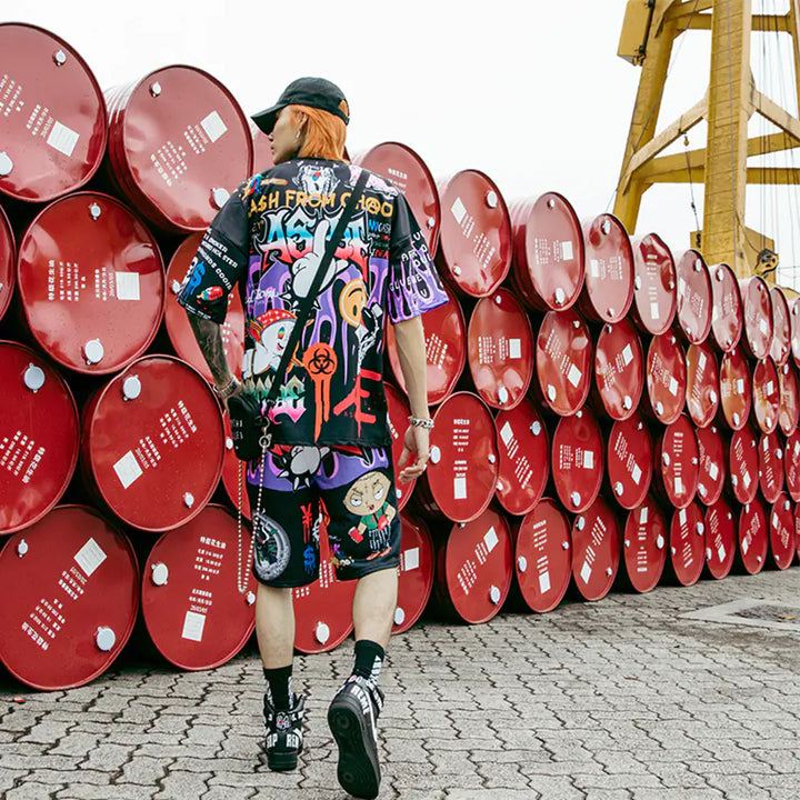 Men's Loose Summer T-Shirt with Full Print Design