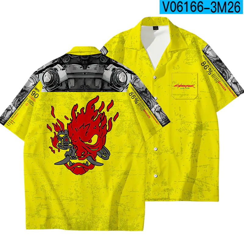 Men's Cyberpunk 3D Printed Casual Short Sleeve Shirt